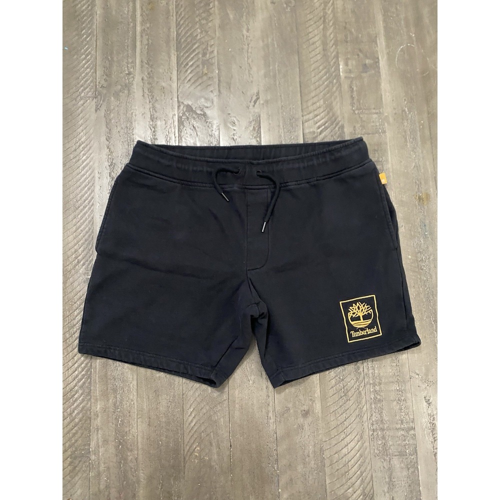 Mens Timberland Stack Logo Black Fleece Sweat Shorts XL